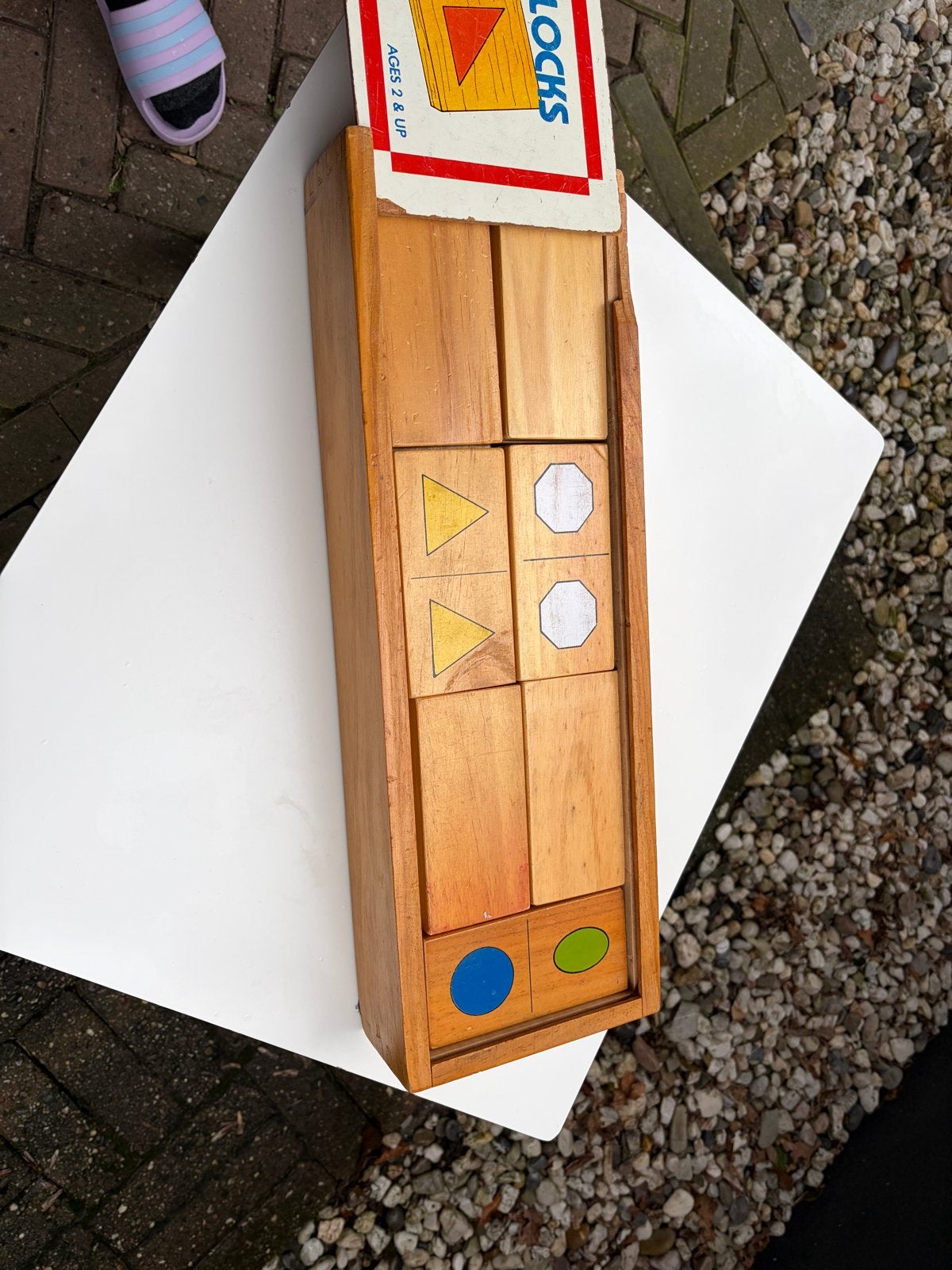 Vintage houten domino / blokken spel - Super-Duper Mix & Mat, Ophalen, Gebruikt, Overige typen