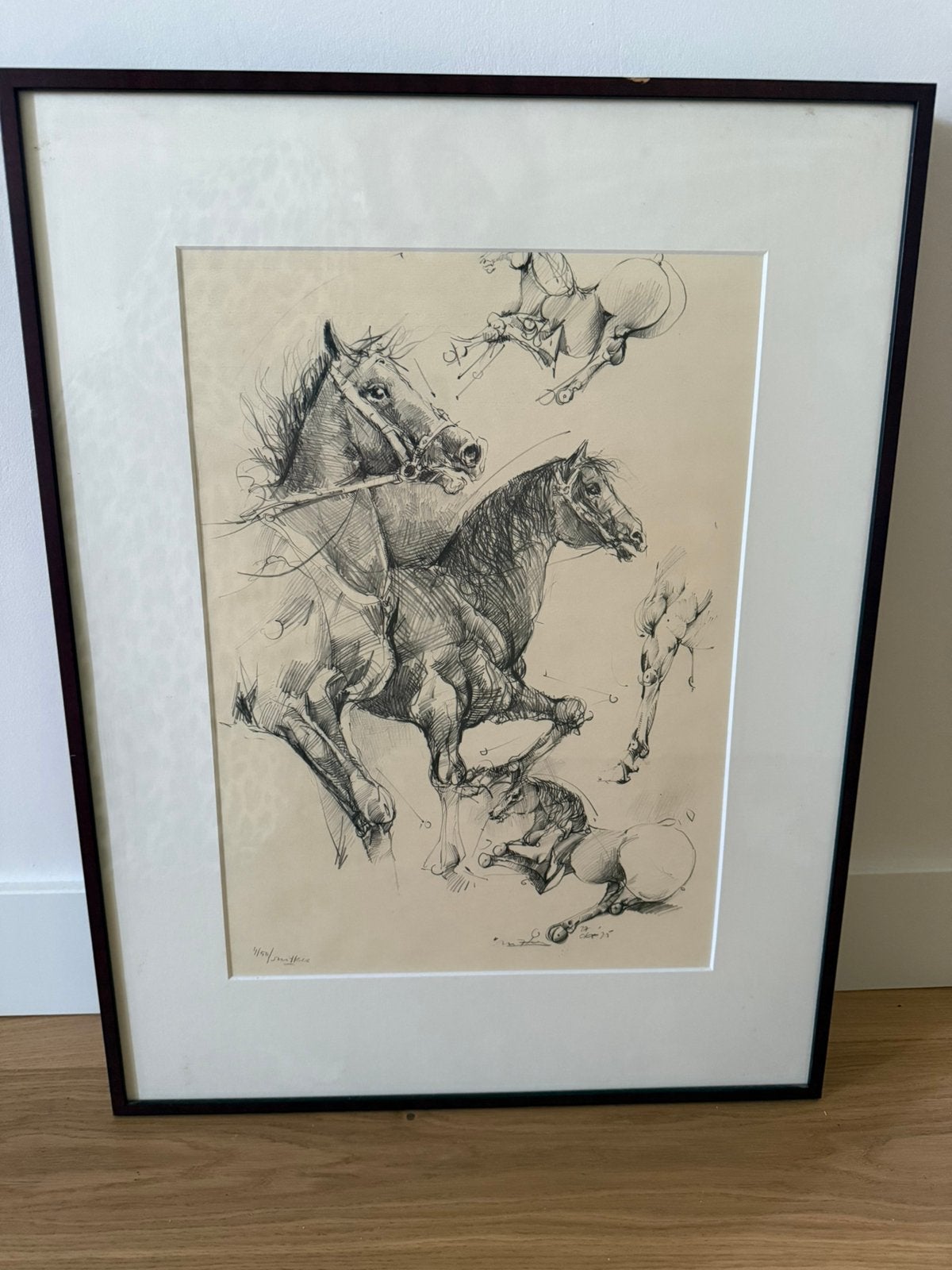 Willem Snitker grafiek paarden, Ophalen of Verzenden, Pentekening, Achter glas