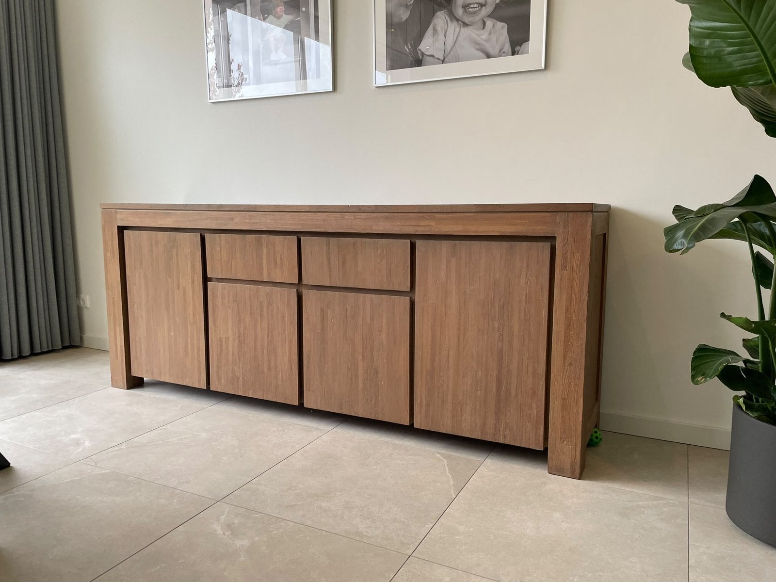 Eiken Dressoir - 210cm breed, Ophalen, Gebruikt, Eikenhout, 200 cm of meer