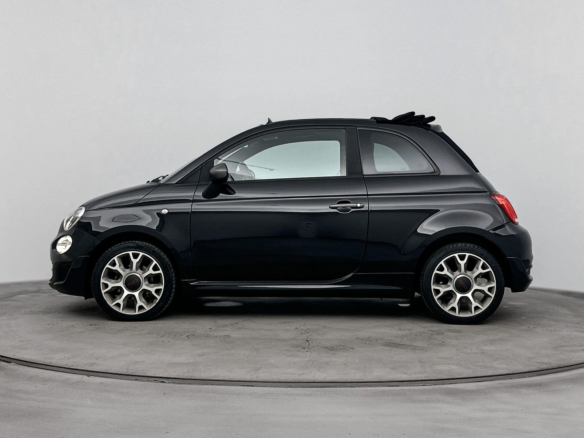 Fiat 500 C 0.9 TwinAir Turbo Sport | LEDER | NAVIGATIE | LMV, Auto diversen, Cabriolet, 875 cc, Zwart, Handgeschakeld
