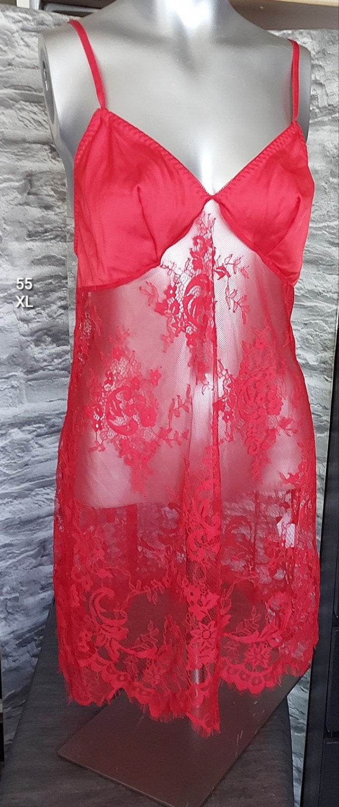 Rood Kanten Nachtjapon - Sexy Nachtkleding, Ophalen of Verzenden, Rood, Nachtkleding