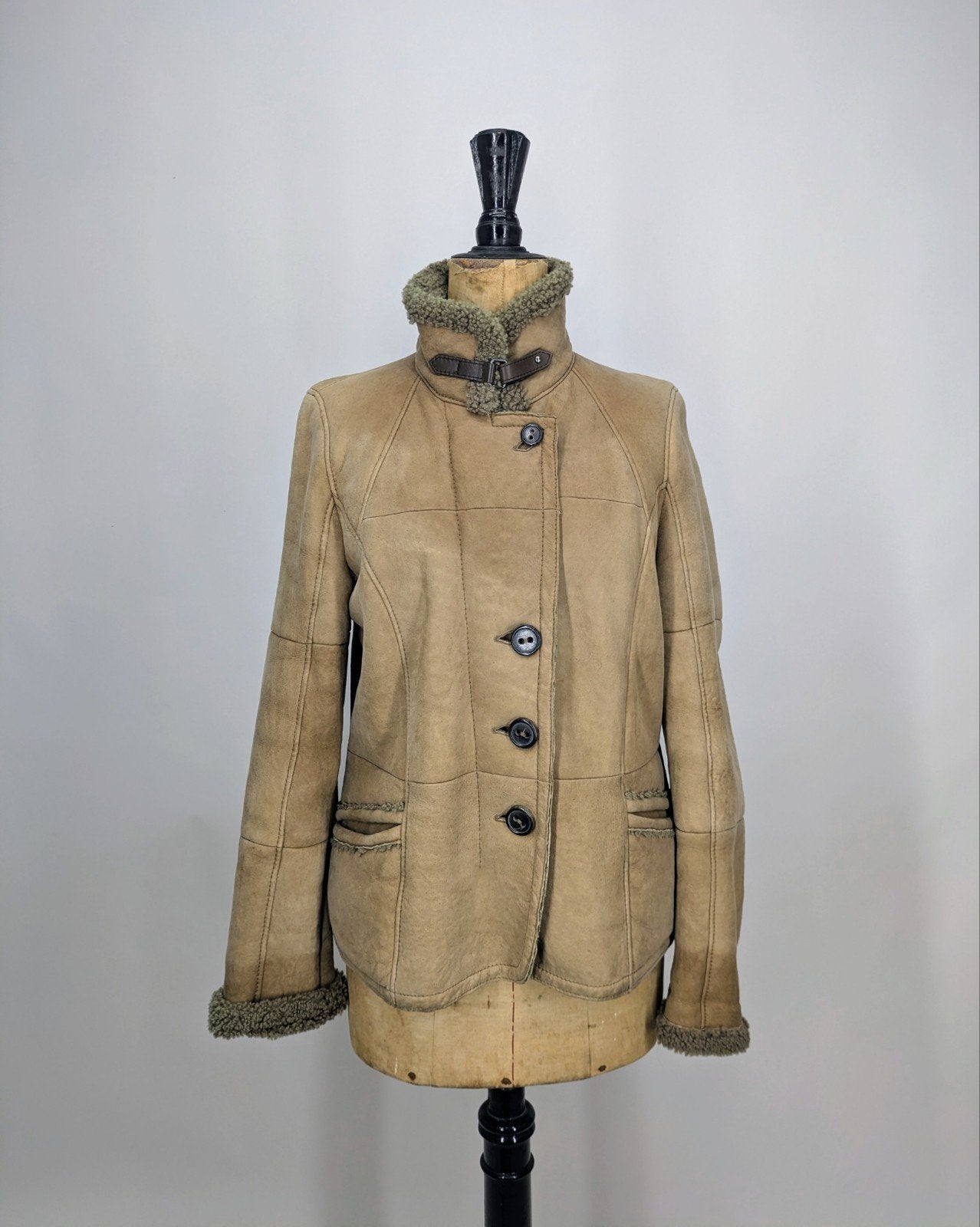 Christ vintage jas  beige/groen, Info@christ.eu, Beige, Maat 42/44 (L), Am Bahndamm 1, 72581 Dettingen an der Erms, Duitsland