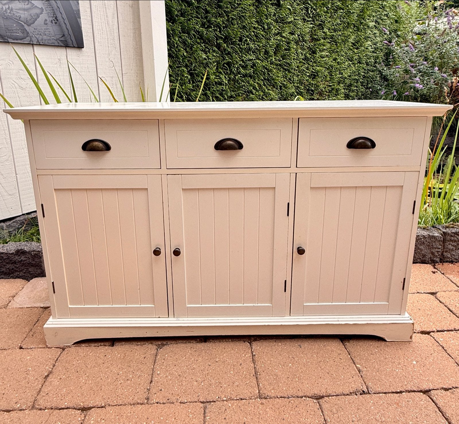 Wit dressoir met lades en deuren - 39x75x120 cm, Ophalen, Gebruikt, 100 tot 150 cm, Met lade(s)