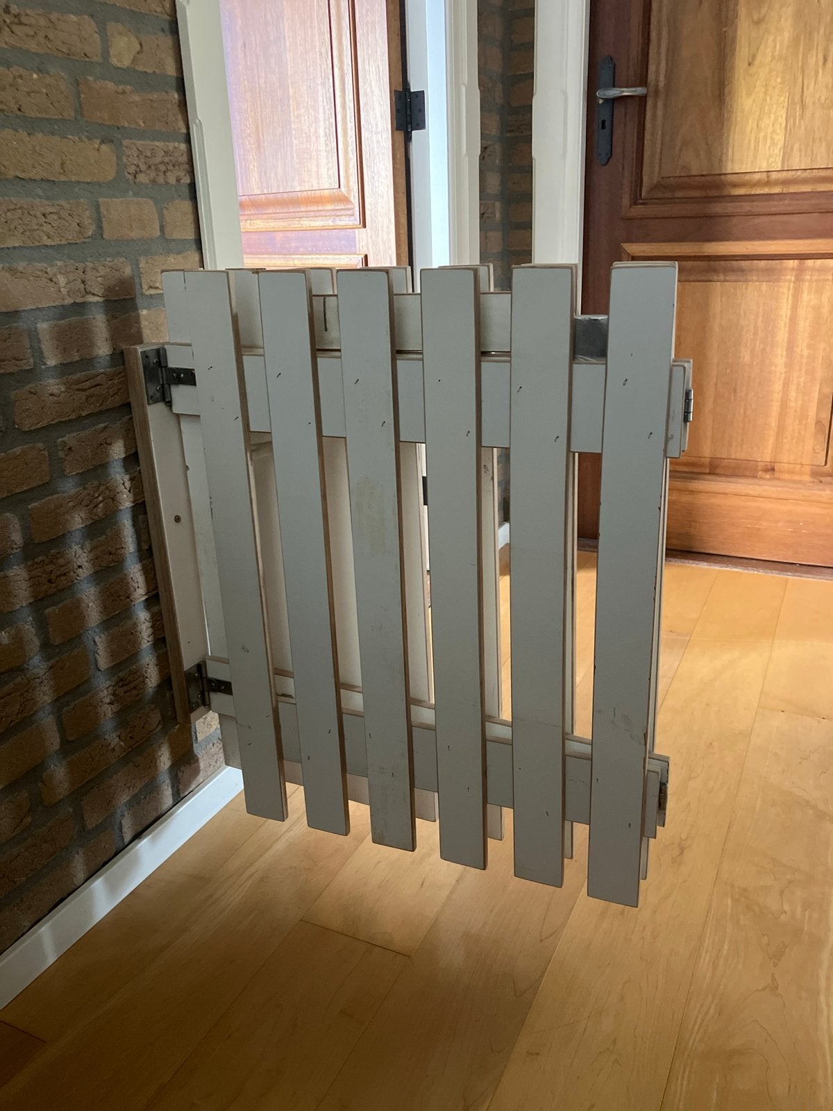 Houten kinderhekje, wit, uitschuifbaar, Ophalen, Gebruikt, Overige typen, 115 cm of meer
