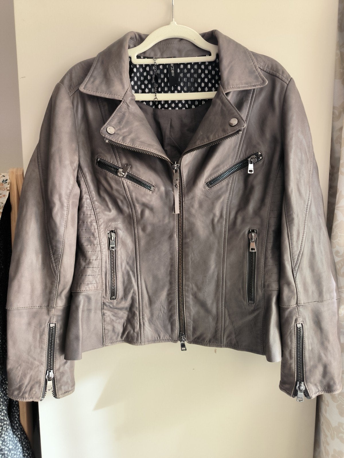 Marc Cain Leren Jasje met Dubbele Rits, Kleding | Dames, Maat 38/40 (M), Marc Cain, Verzenden, Grijs