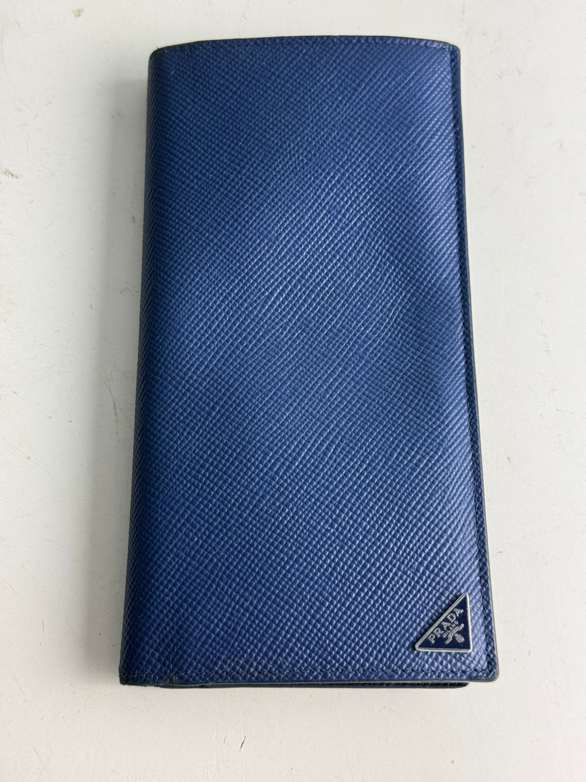 Originele Prada Saffiano Leren pasjes houder / portemonnee, Overige merken, Blauw, Ophalen of Verzenden, Zo goed als nieuw