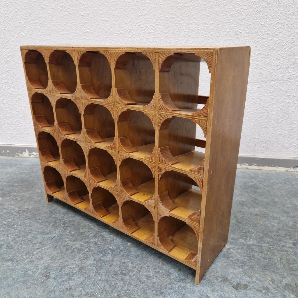 Jaren 70 vintage wijnrek wijnfles rek houten flessenrek, Verzamelen, Retro, Ophalen of Verzenden, Huis en Inrichting