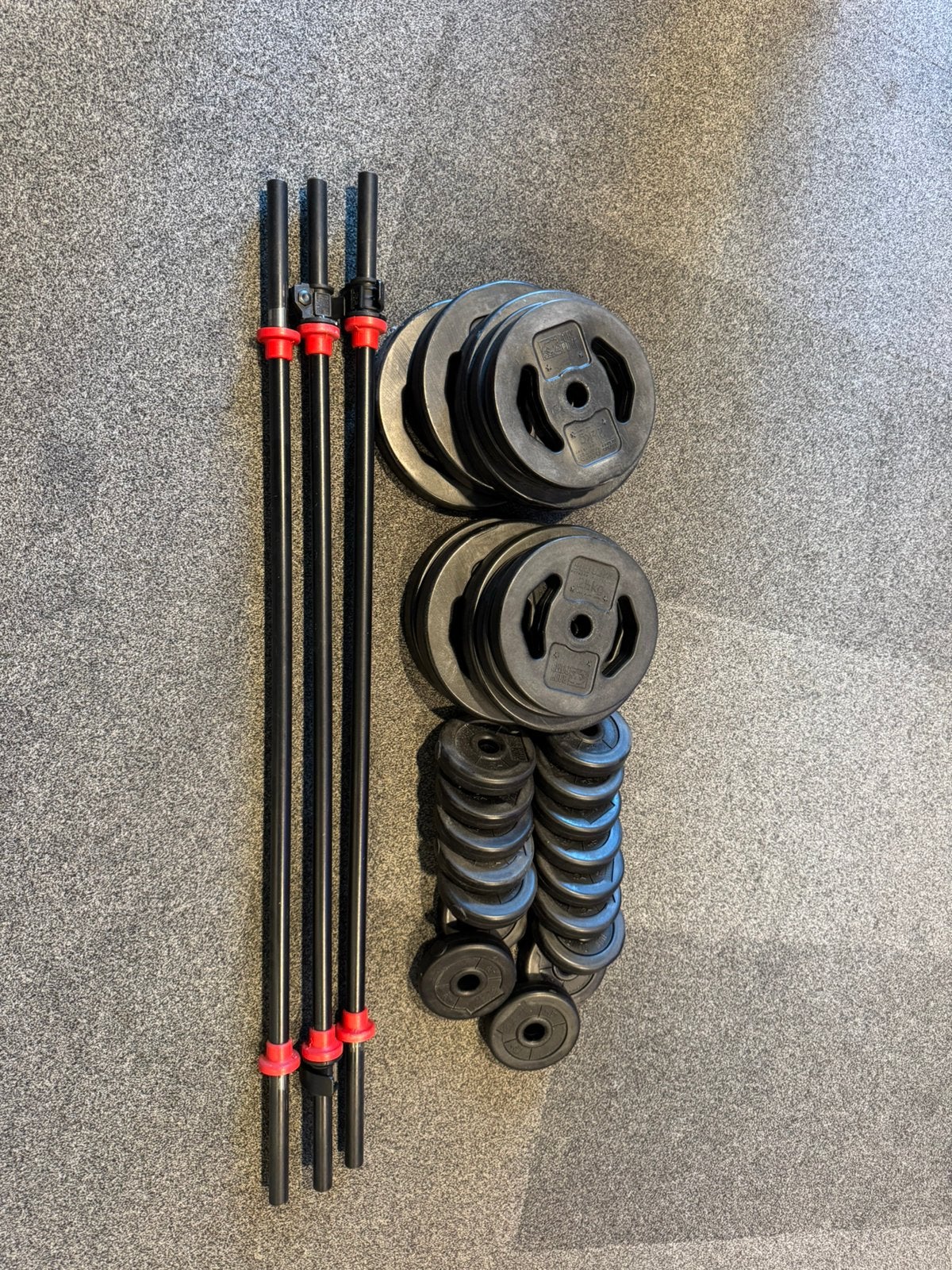 Bodypump stang incl gewichten 3x don oliver, Sport en Fitness, Ophalen, Zo goed als nieuw