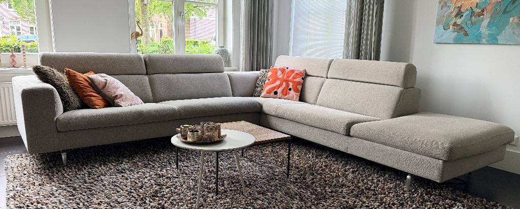 Leolux Horatio hoekbank, grijs-beige, Ophalen, Tijdloos design, Gebruikt, Hoekbank