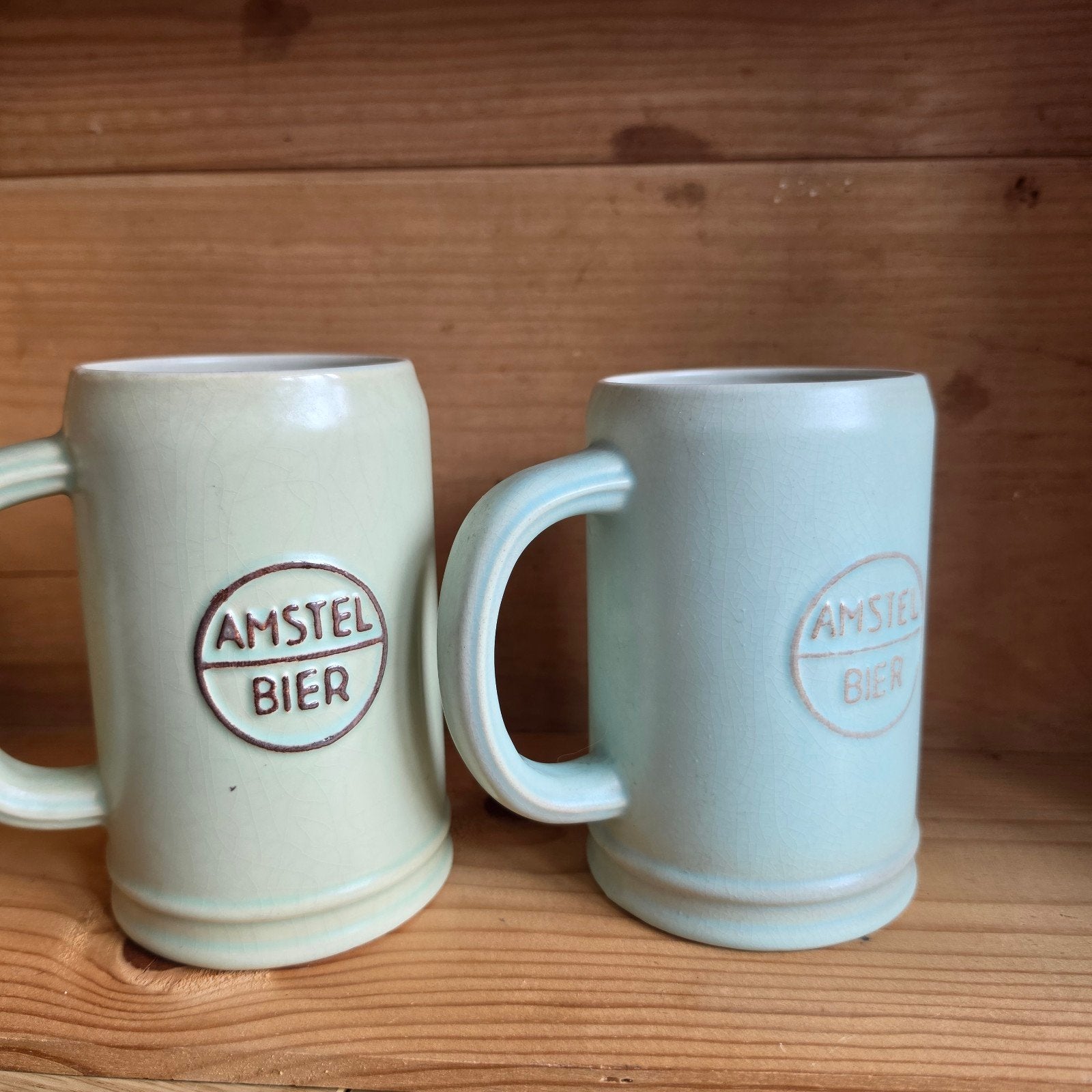 Vintage Amstel Bier pullen Keramiek - Lichtgroen/Blauw, Ophalen of Verzenden