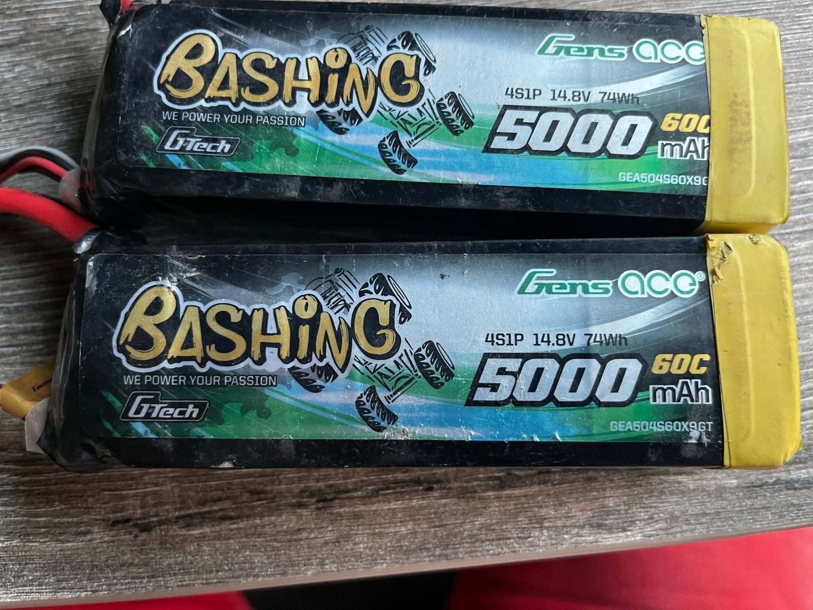 Gens Ace Bashing 5000mAh 4S 14.8V LiPo Batterijen (2 stuks), Elektro, Gebruikt, Ophalen of Verzenden, Onderdeel