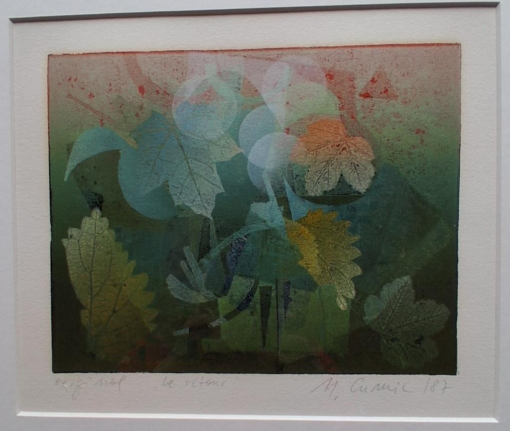 Zeefdruk. 'Le retour'. Gesigneerd. '87.    45/50 cm., Ophalen