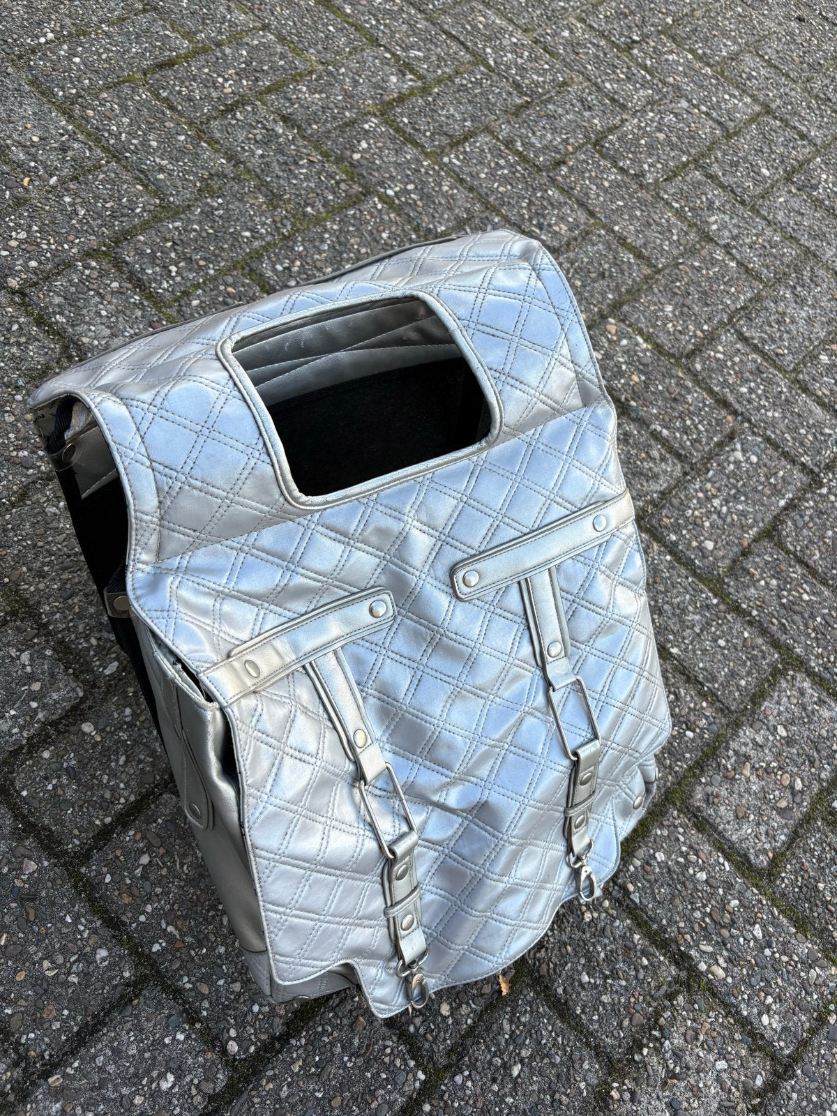 FastRider dubbele fietstas - Zilver, gewatteerd design, Ophalen of Verzenden, Gebruikt