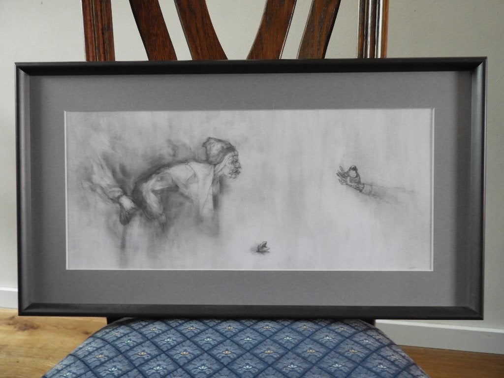 Fraai ingelijste (studie?) tekening - Gesigneerd, Portret of Personen, Impressionistisch, Ophalen of Verzenden, Tekening