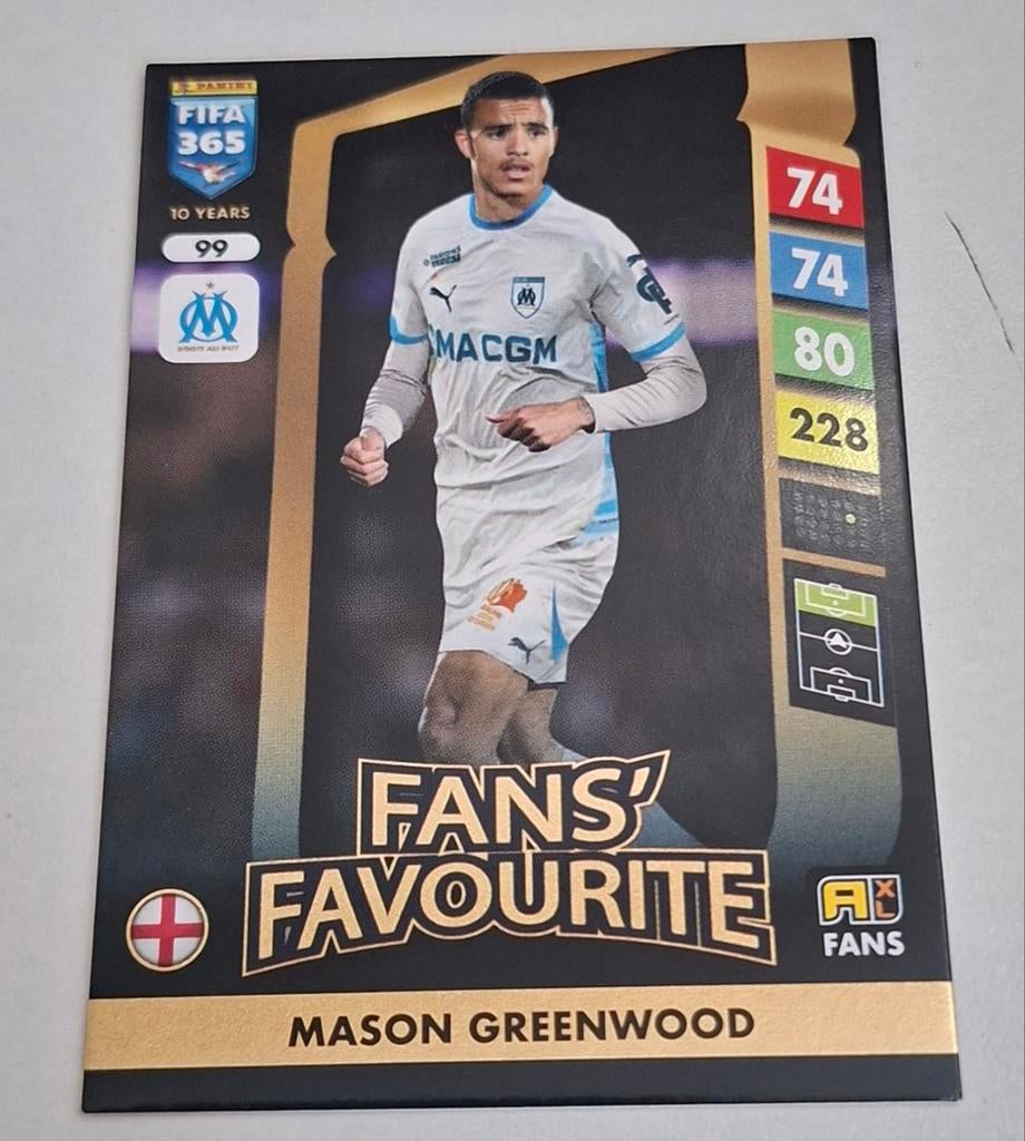 Mason Greenwood FIFA 365 Fans' Favourite Kaart, Ophalen of Verzenden, Zo goed als nieuw, Buitenlandse clubs, Spelerskaart