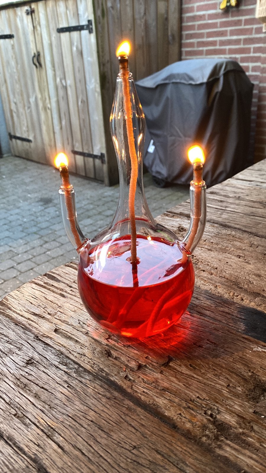 Apart olie lampje met 3 lontjes, Ophalen of Verzenden, Zo goed als nieuw
