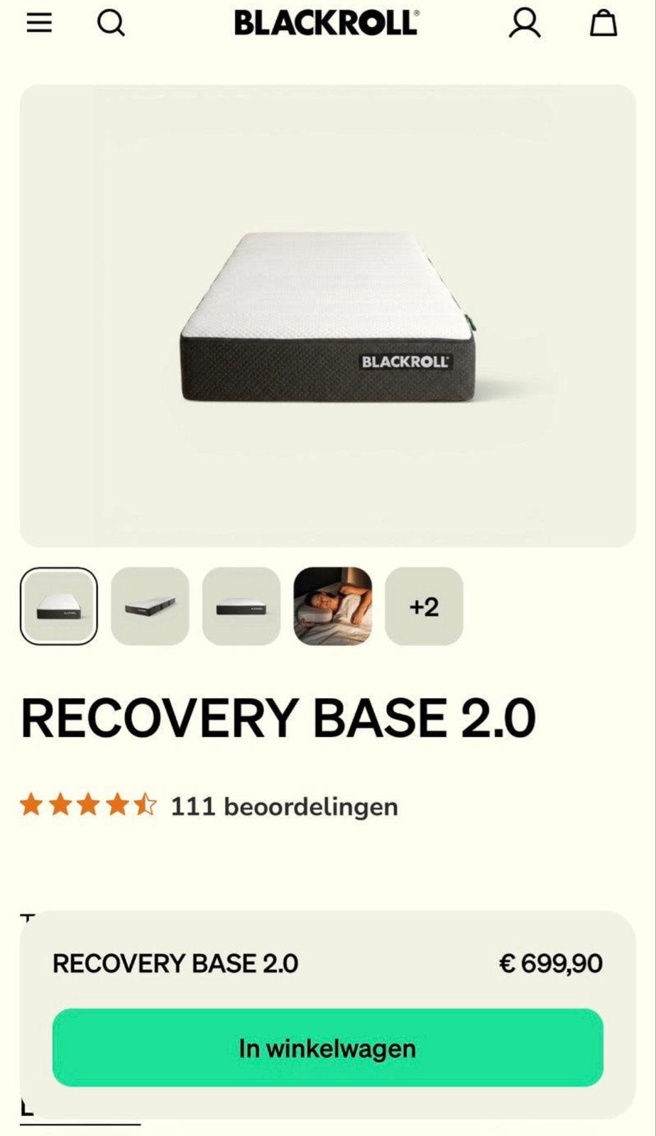 Schuimmatrass Blackroll Recovery Base 2.0 NIEUW, 90 cm, Eenpersoons, Nieuw, Ophalen of Verzenden
