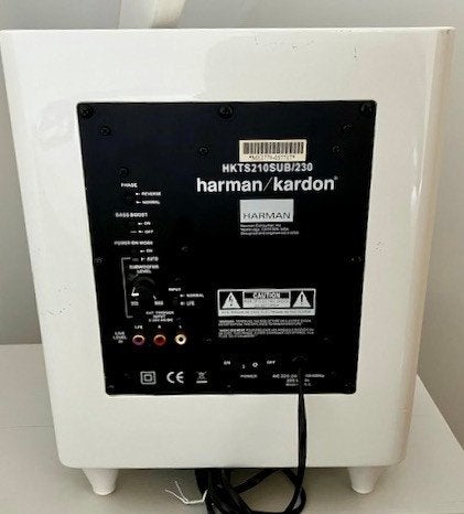 Harman Kardon HKTS210SUB/230 Subwoofer Wit, Refurbished, Ophalen of Verzenden, Geschikt voor surround/home cinema, Harman Kardon