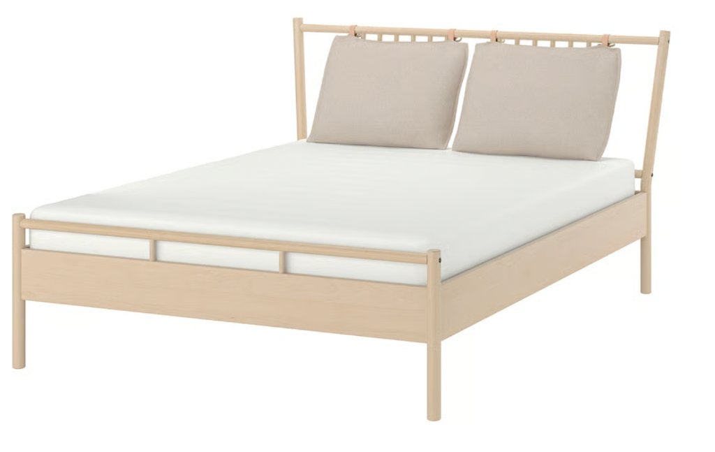 IKEA BJÖRKSNÄS Bedframe met lattenbodem – Berken 180x200 cm, Ophalen, Gebruikt, Tweepersoons, 180 cm