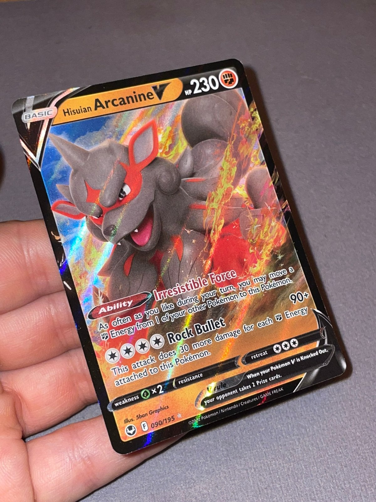 Pokemon Hisuian Arcanine V 090/195 Mint, Ophalen of Verzenden, Nieuw, Losse kaart, Foil