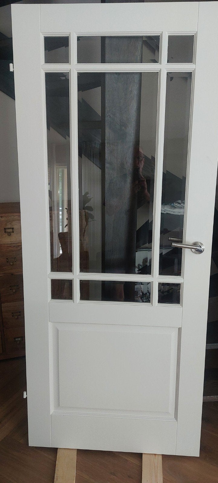 Binnendeur opdek 205x 830 mm, glas licht beschadigd, Ophalen, Gebruikt, Binnendeur, 200 tot 215 cm