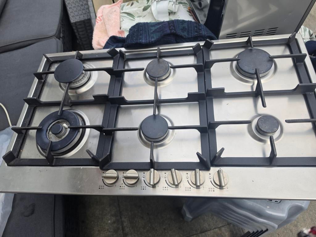 RVS Gasfornuis met 6 Kookzones - Gebruikt, Witgoed en Apparatuur, Fornuizen, Gebruikt, 60 cm of meer, Ophalen of Verzenden, Gas