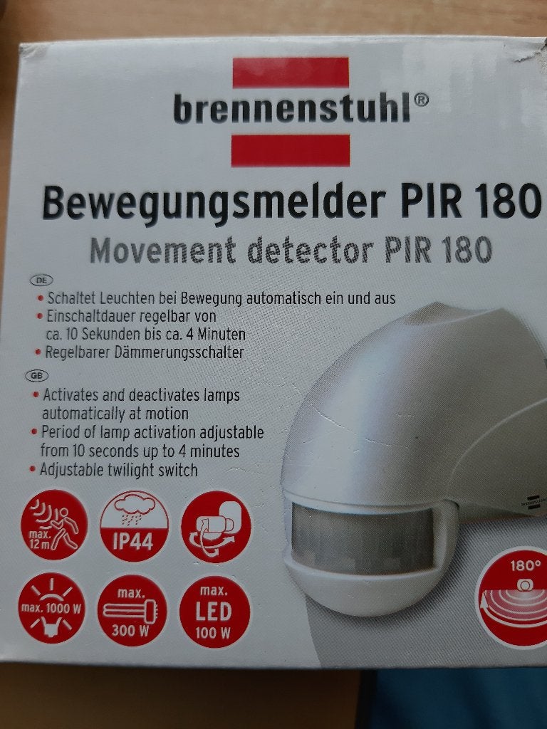 Bewegingsmelder infrarood, Kunststof, Minder dan 50 watt, Wandlamp, Nieuw
