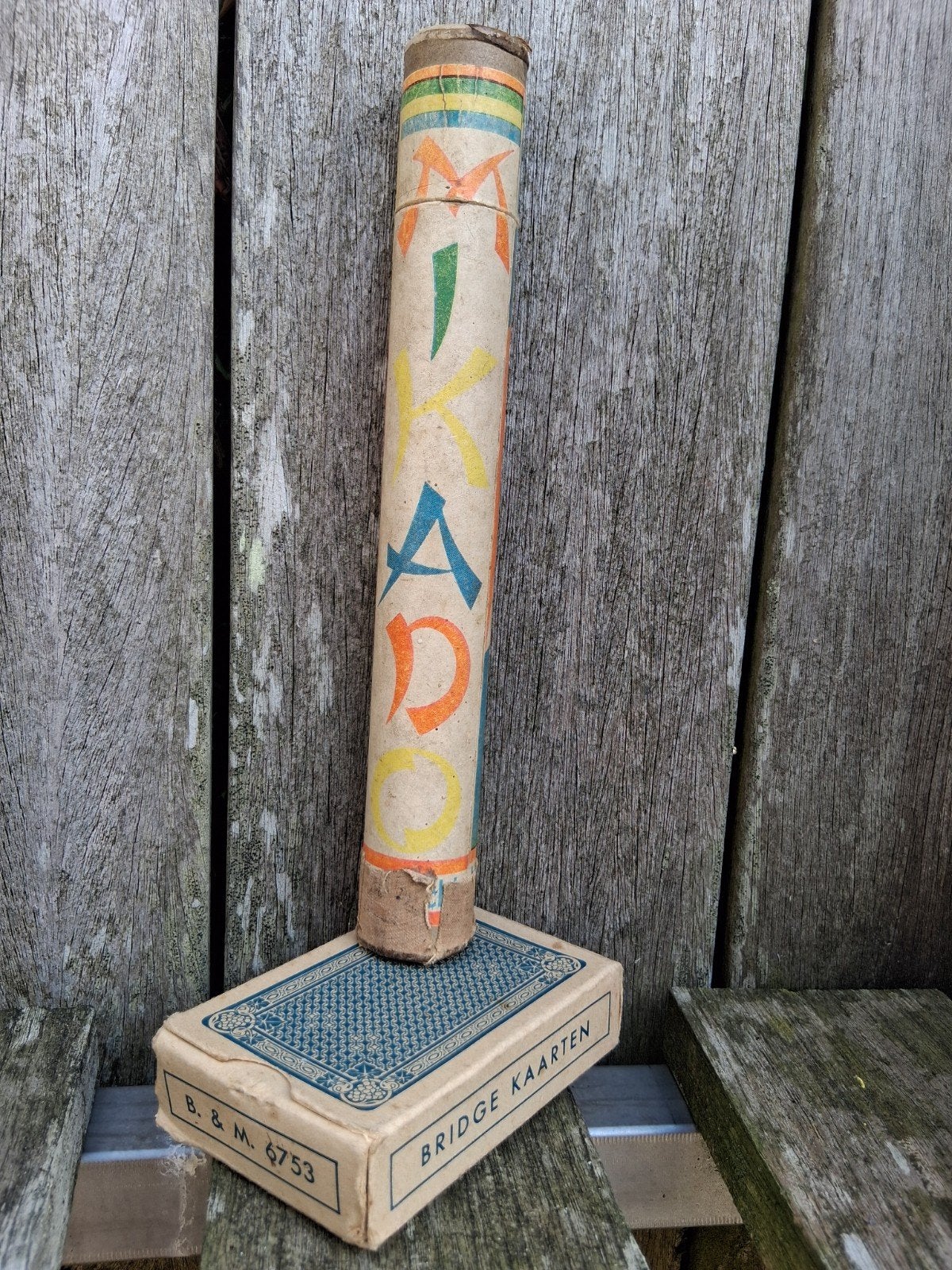 Vintage Mikado spel en Bridge Kaarten B. & M. 6753, Hobby en Vrije tijd, Gezelschapsspellen | Kaartspellen, Een of twee spelers