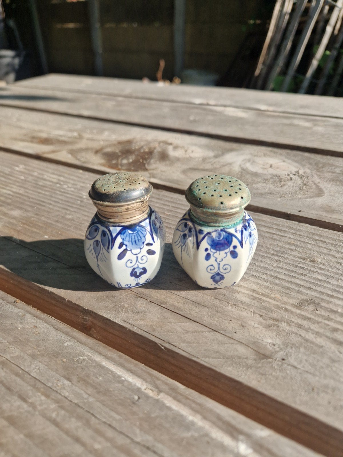 Vintage Delfts Blauw Zout- en Pepervaatjes Set, Ophalen of Verzenden
