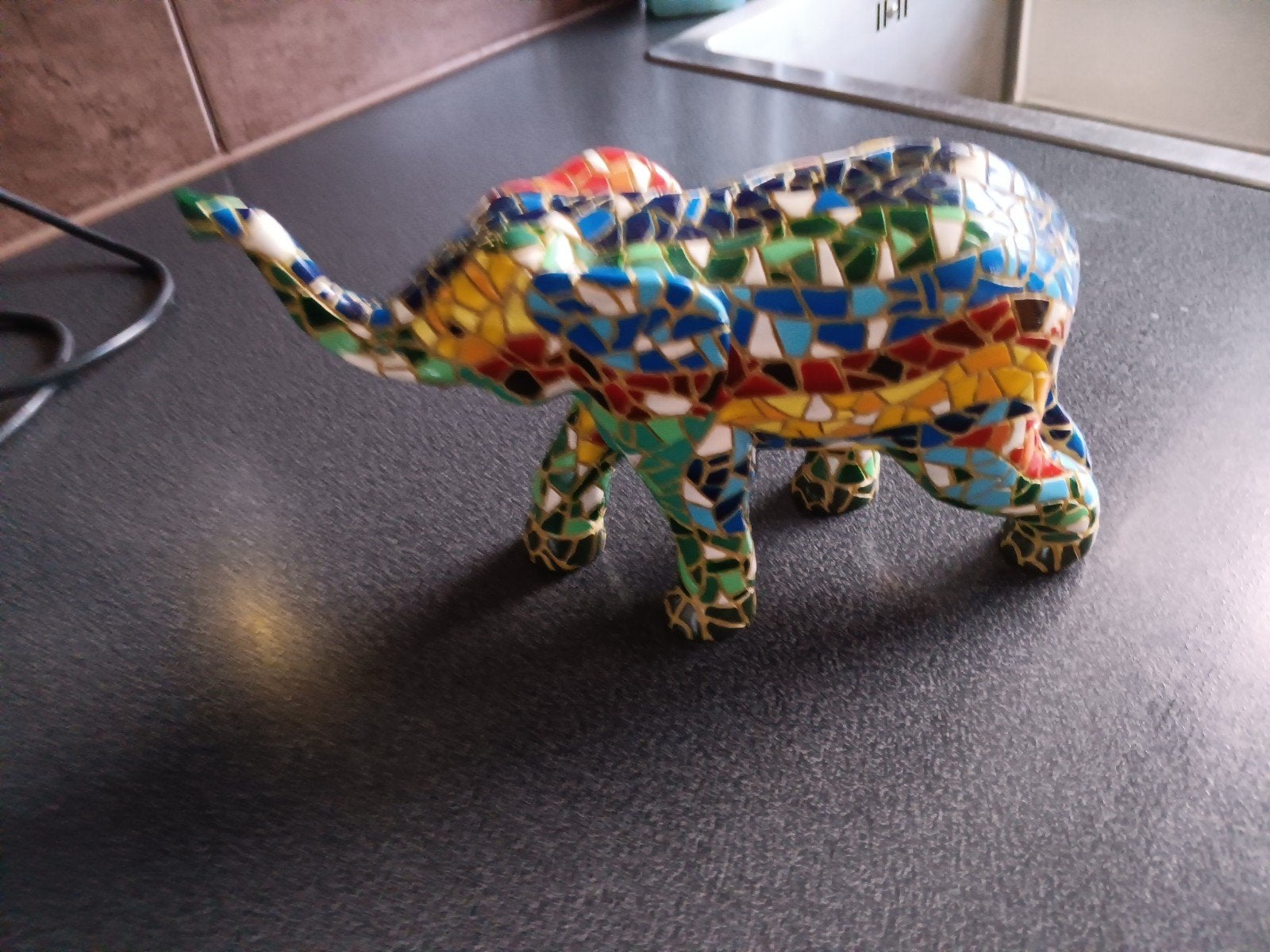 Kleurrijke mozaïek olifant decoratie, Antiek en Kunst, Ophalen of Verzenden