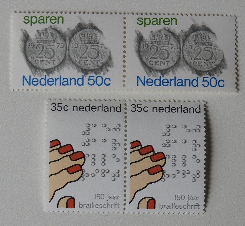 2 postzegels Sparen en Braille 1975, Verzenden, Na 1940, Postfris