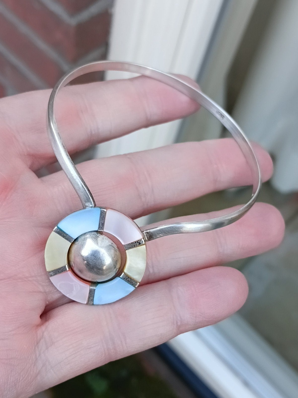 mooie zilveren armband met parelmoer, Verzenden, Zilver, Armband