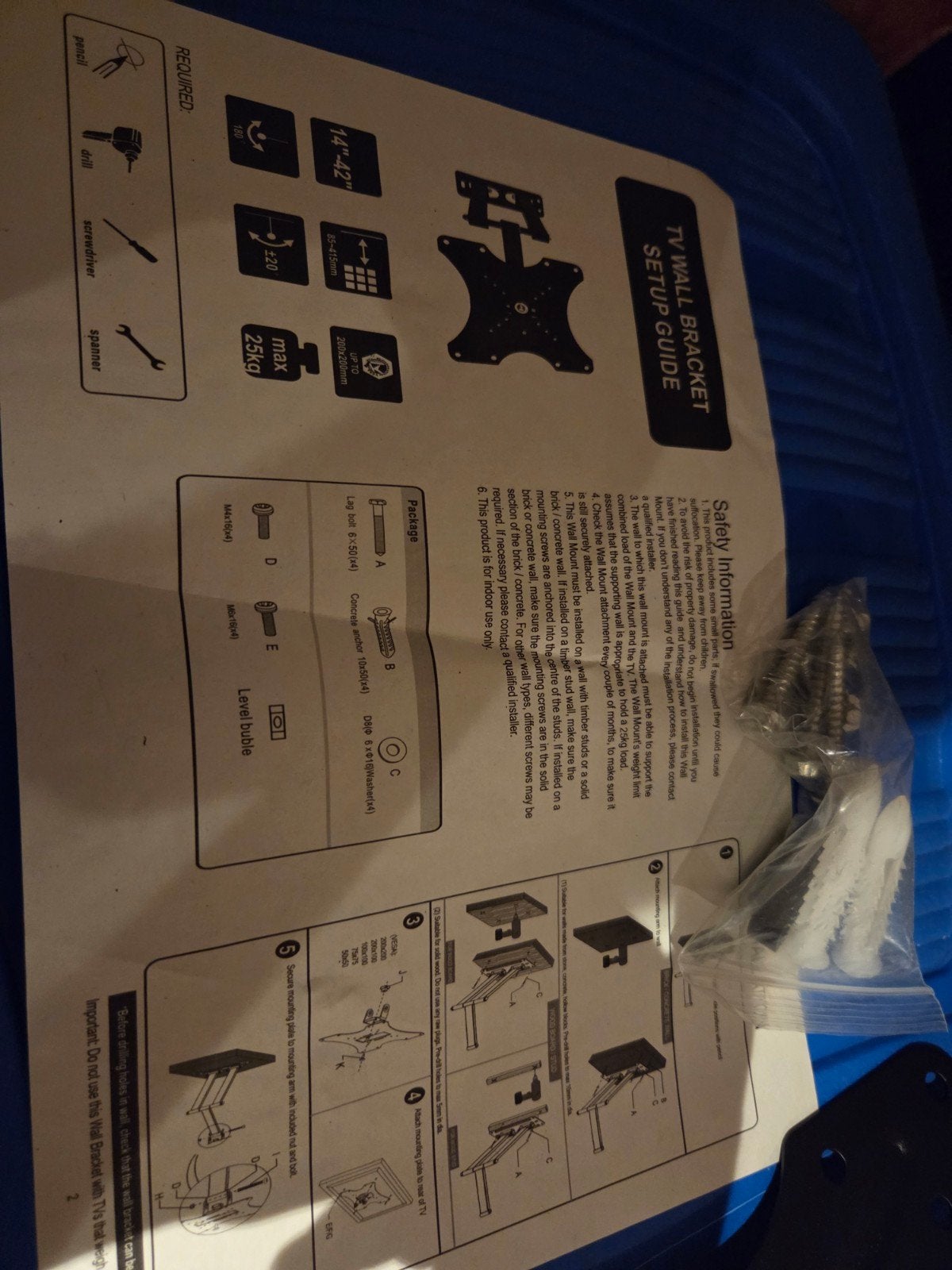 TV Muurbeugel 14-42 inch - Max 25kg - Kantelbaar, Ophalen, Nieuw