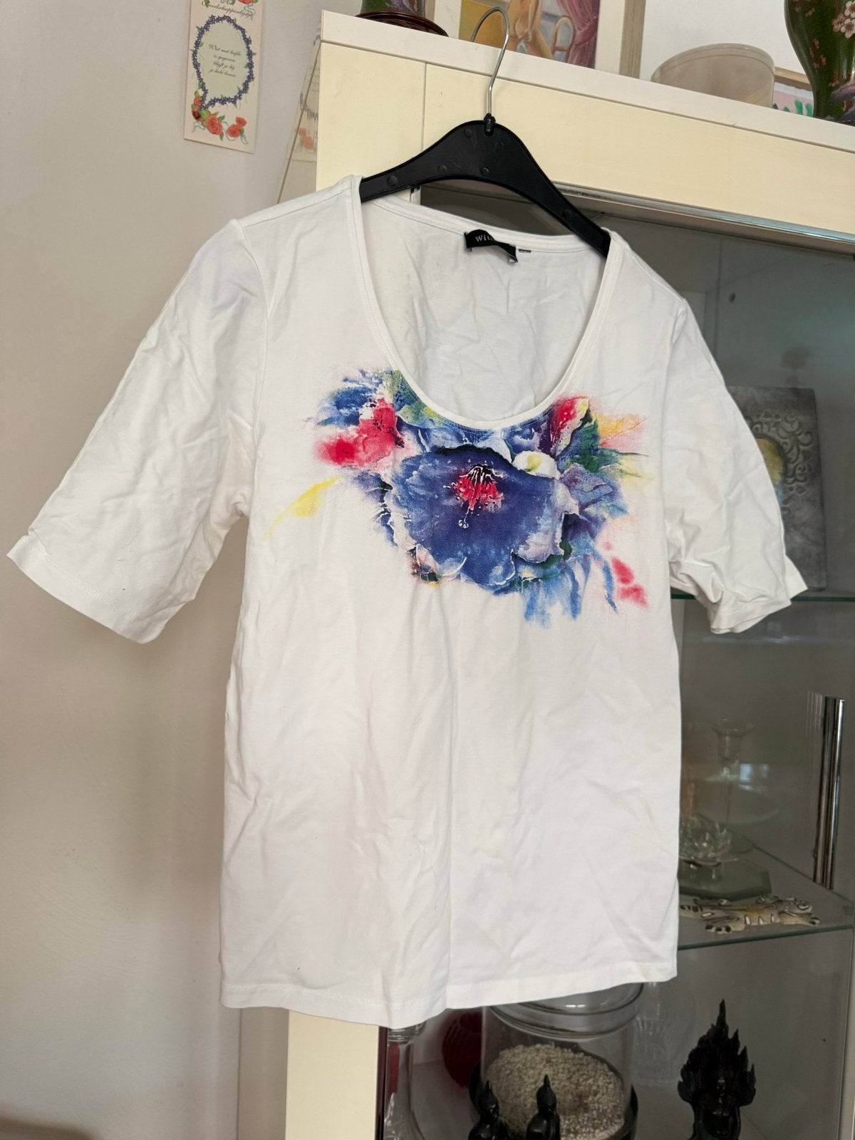 Witteveen T-shirt met bloemenprint maat 40, Maat 38/40 (M), Wit, Ophalen of Verzenden, Zo goed als nieuw