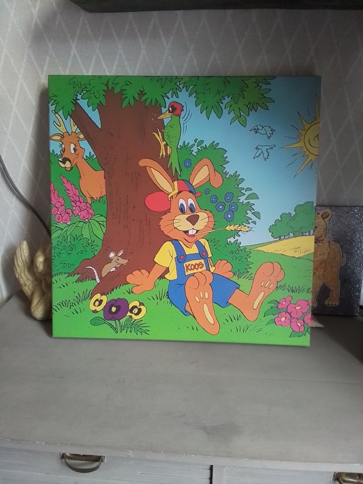 Koos Konijn Schilderij - Vrolijke Wanddecoratie, Ophalen, Zo goed als nieuw