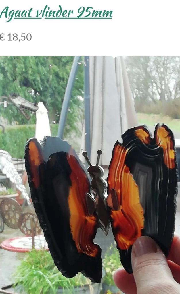Agaat vlinder op pootjes 95mm, Ophalen of Verzenden, Mineraal
