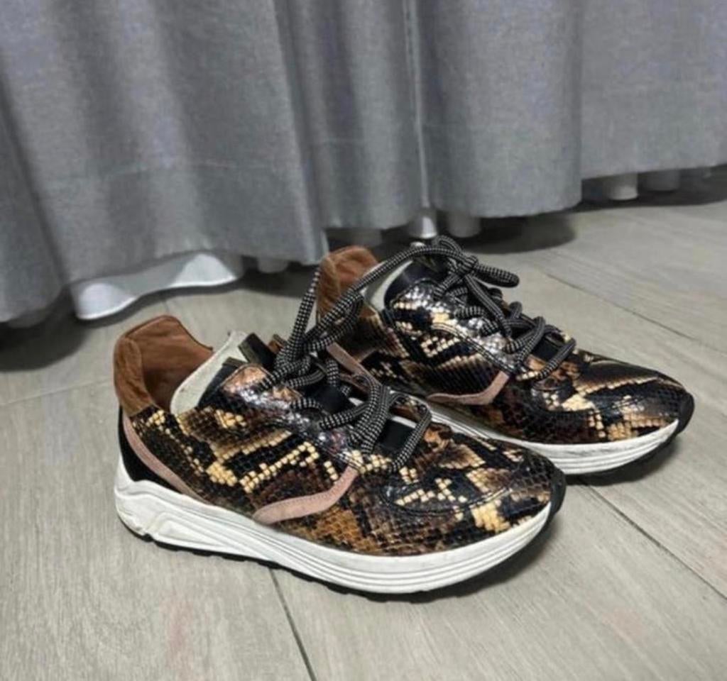 VIA VAI Sneakers Dames - Maat 41 - Slangenprint, Ophalen of Verzenden, Zo goed als nieuw, Bruin, Sneakers of Gympen