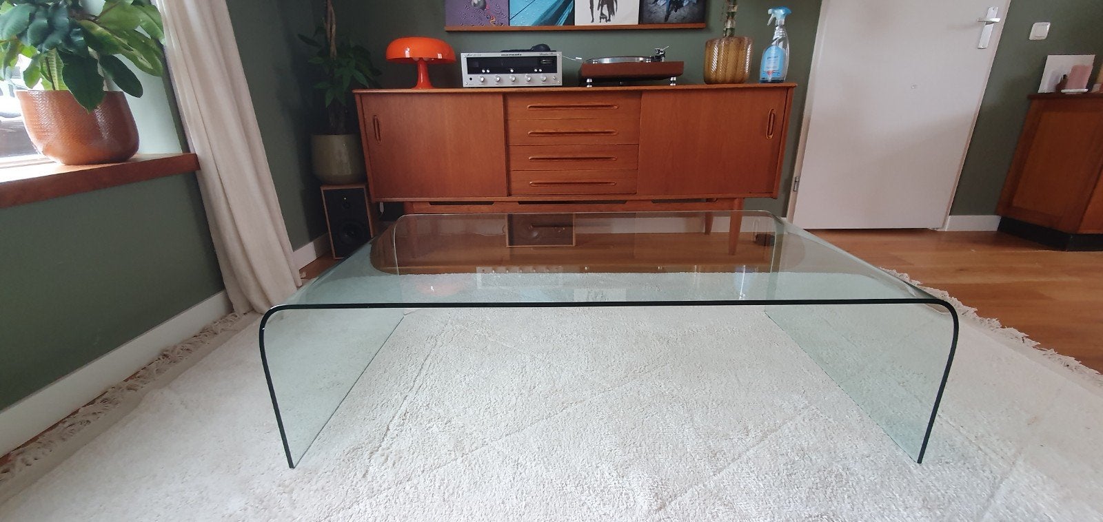 Glazen Salontafel - 70's, Ophalen, 100 tot 150 cm, 50 tot 100 cm, Minder dan 50 cm