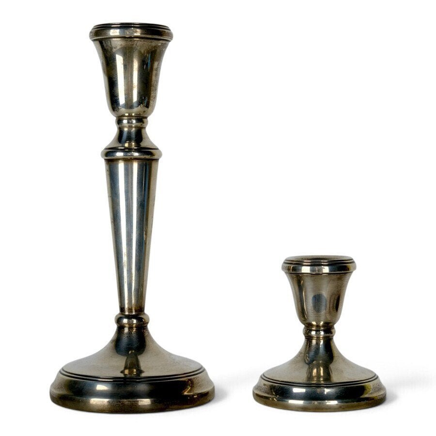 Twee zilveren kandelaars, Antiek en Kunst, Ophalen of Verzenden, Zilver