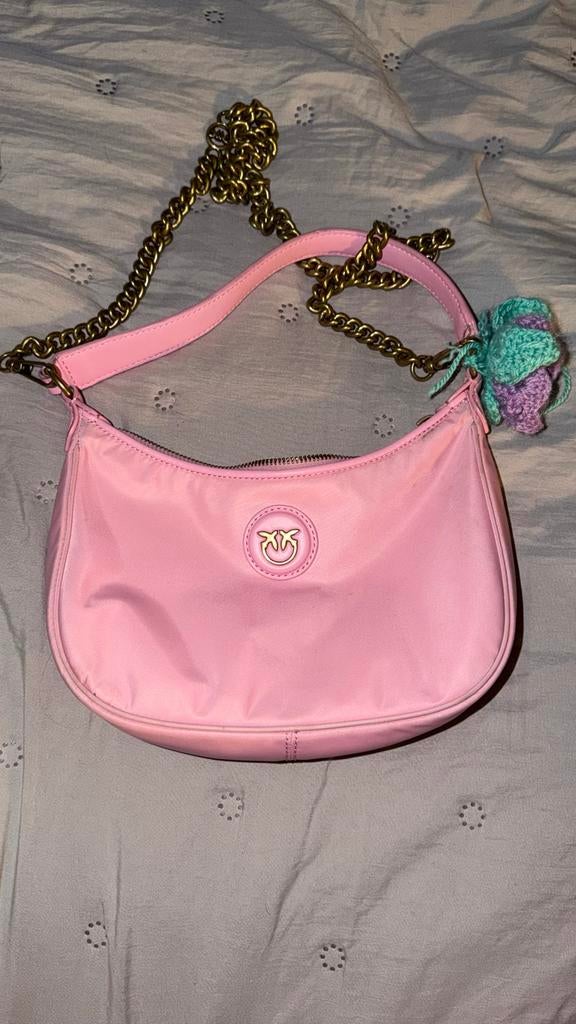 Pinko Roze Schoudertasje met Gouden Ketting, Sieraden, Tassen en Uiterlijk, Ophalen of Verzenden, Zo goed als nieuw, Roze, Schoudertasje