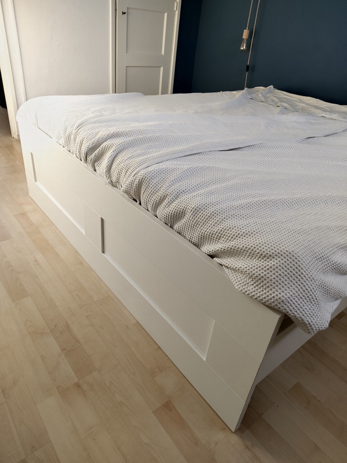 IKEA bed 160x200 inclusief 2 lattenbodems en 2 lades, Huis en Inrichting, Ophalen, Gebruikt, Wit, Tweepersoons