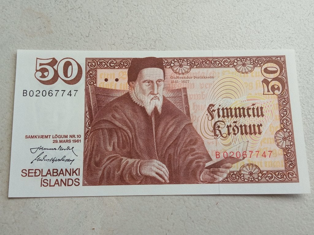 Ijsland 50 kronen 1961., Postzegels en Munten, Bankbiljetten | Europa | Niet-Eurobiljetten, Ophalen of Verzenden, Overige landen