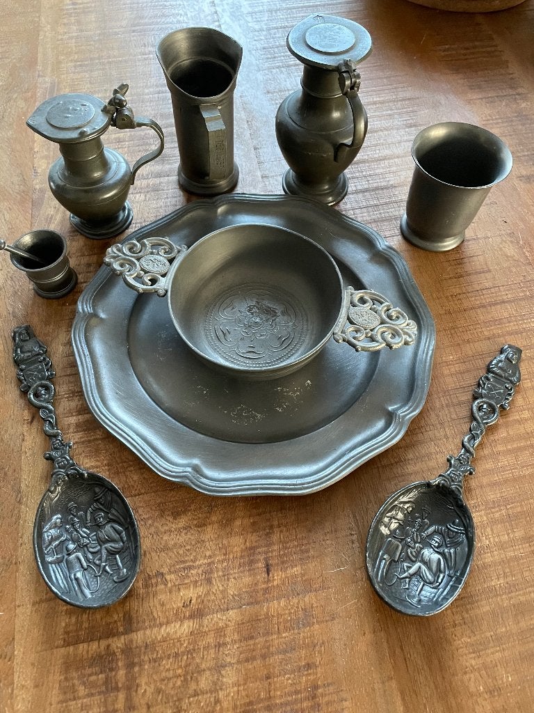 Diverse tinnen voorwerpen, Ophalen of Verzenden