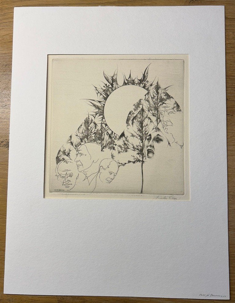 Vier gesigneerde etsen, Antiek en Kunst, Kunst | Schilderijen | Klassiek, Ophalen of Verzenden