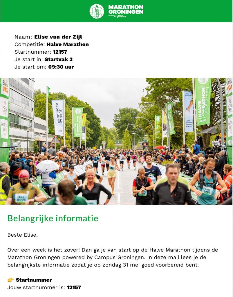 Startbewijs halve marathon Groningen, Overige typen, Nieuw, Hardlopen, Ophalen