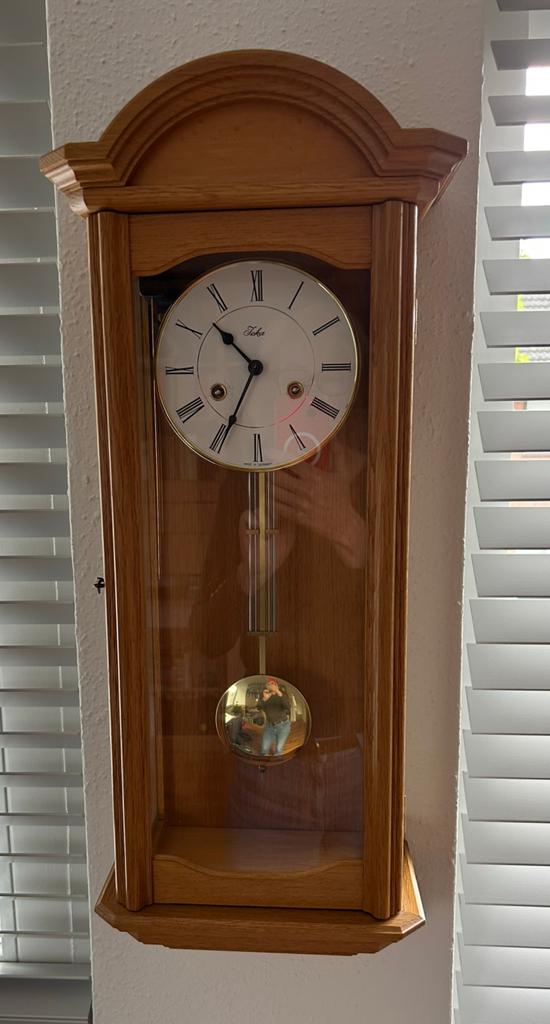Wandklok licht eiken merk Teka, Huis en Inrichting, Woonaccessoires | Klokken, Zo goed als nieuw, Wandklok, Analoog, Ophalen of Verzenden
