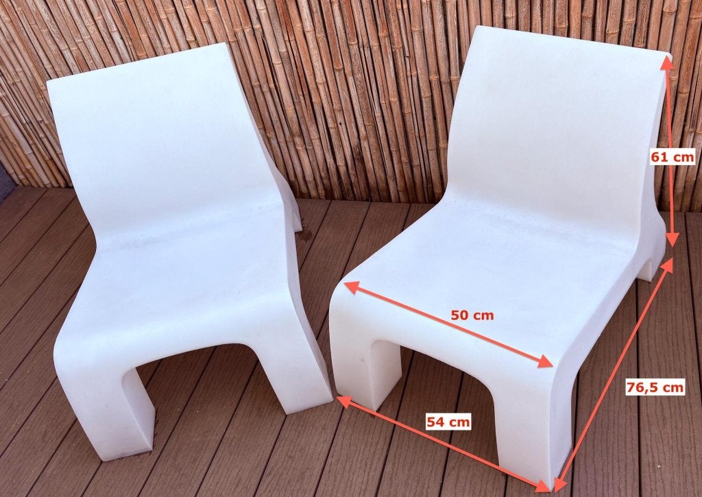 2 witte lounge stoelen, Ophalen, Kunststof, Gebruikt, Twee