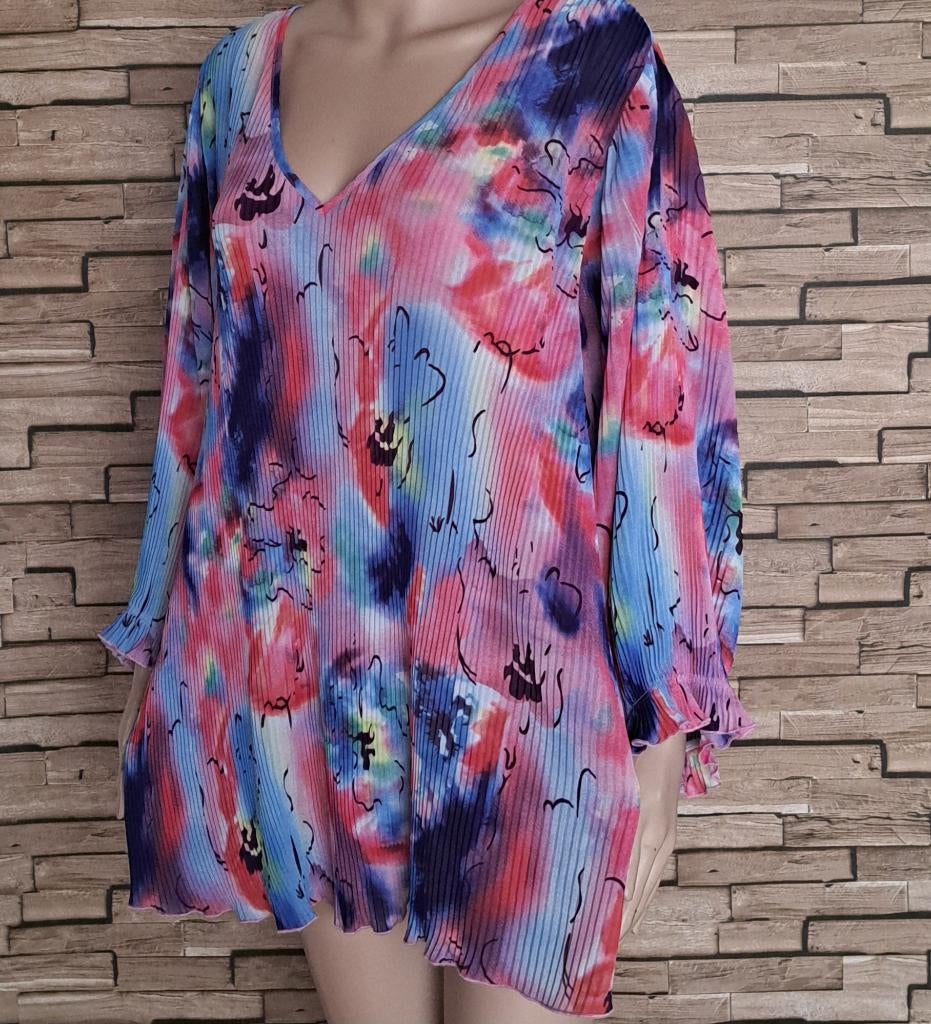 ZIZZI - fleurige multicolour/plissé top, maat XXL, Zizzi, Overige kleuren, Verzenden, Shirt of Top