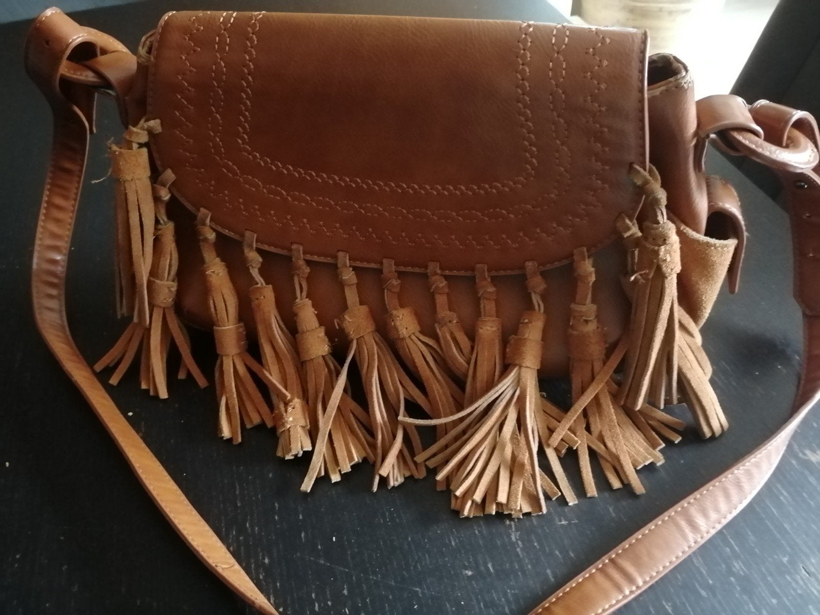 Pepe Jeans Bruin leren handtas Boho, Ophalen of Verzenden, Zo goed als nieuw, Bruin, Handtas