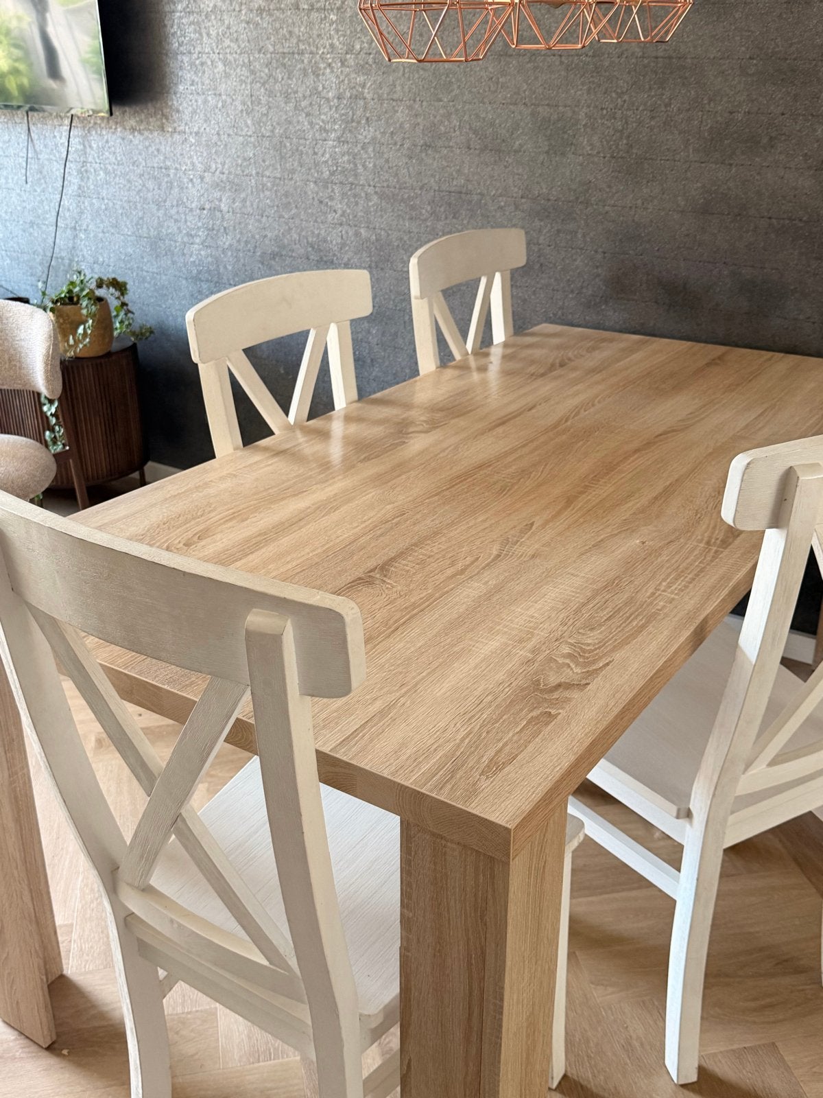 Eettafel 180x90 cm met 4 stoelen - Gebruikt, Huis en Inrichting, Tafels | Eettafels, Ophalen, Gebruikt, 50 tot 100 cm, Vijf personen of meer